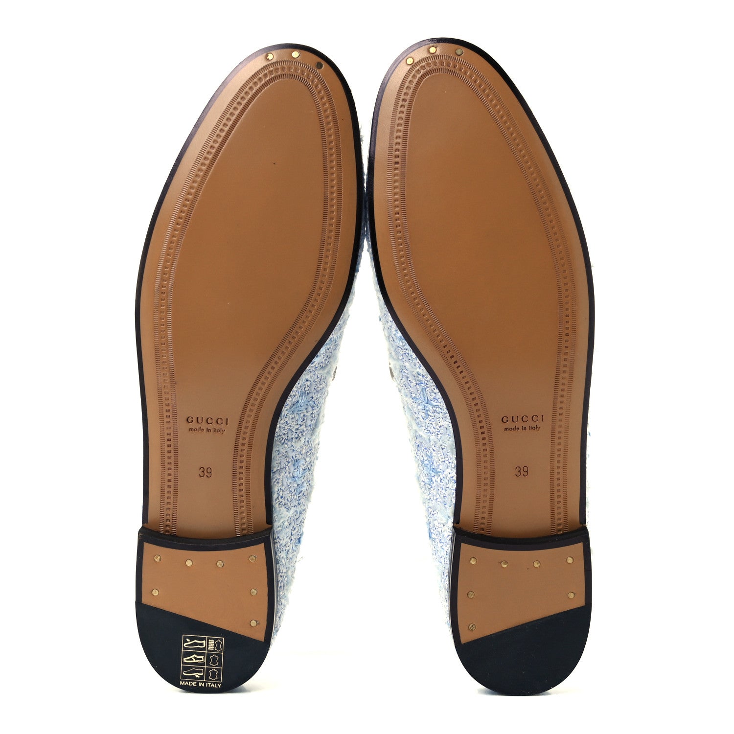 Gucci Wool Tweed Horsebit Womens Jordaan Loafers 9 Light Blue White Mystic White 6 of 10