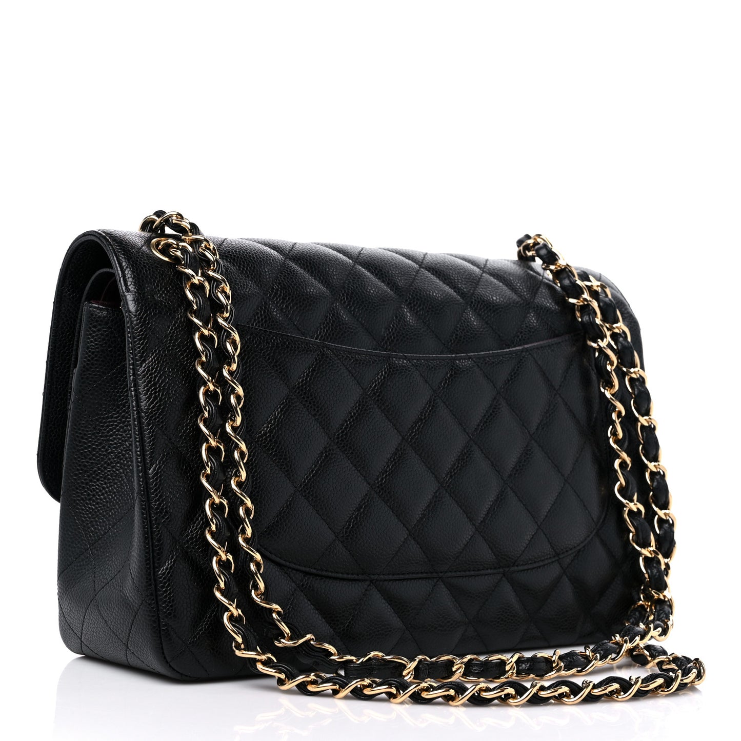 Caviar Quilted Jumbo Double Flap Black