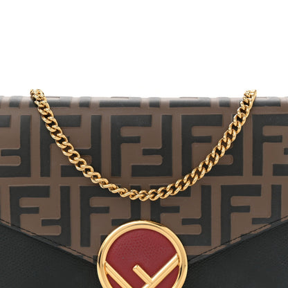 Fendi Vitello Cruise F is Fendi Bi-Color FF 1974 Embossed Medium Envelope Wallet On Chain Black Maya 7 of 11