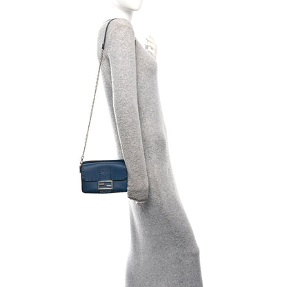 Fendi Cuoio Roma Sellerissima Nappa Sintetica Tape Stitch Mini Baguette Placca Argento 2 of 10