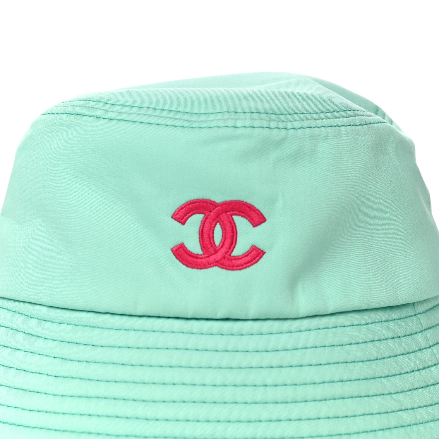 Chanel Cotton CC Cloche Bucket Hat S Turquoise Fuchsia 5 of 7