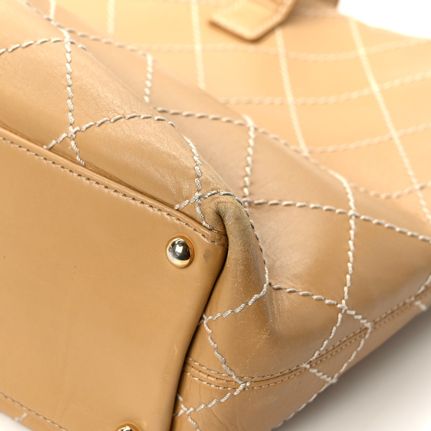 Calfskin Wild Stitch Large Tote Beige