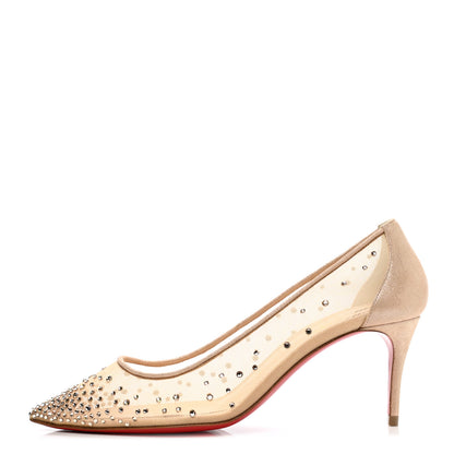 Christian Louboutin Suede Lame Crystal Strass Follies 70 Pumps 36.5 Light Silk 1 of 9