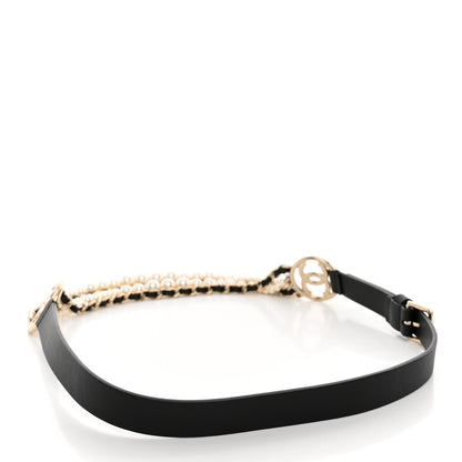 Chanel Calfskin CC Pearl Chain Belt 80 32 Black 2 of 6