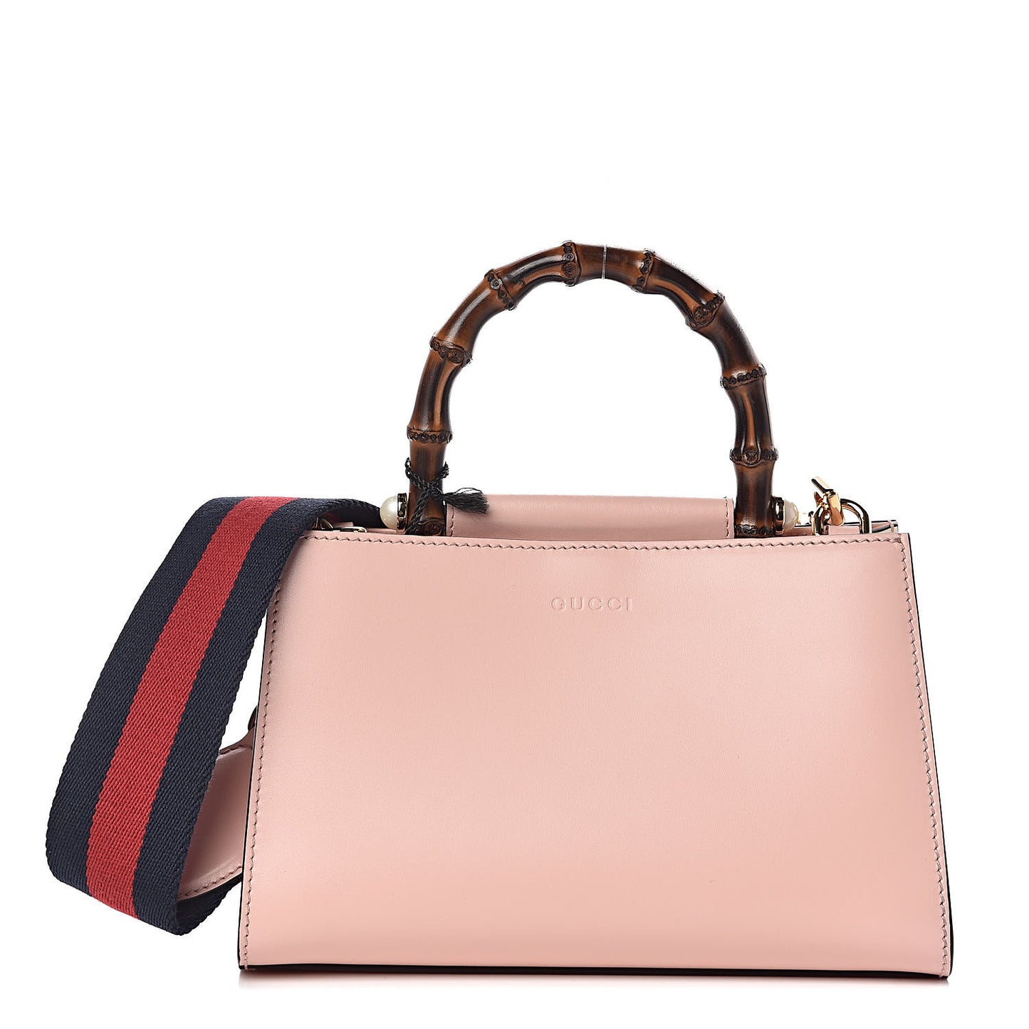 Nappa Bamboo Web Mini Nymphaea Top Handle Bag Perfect Pink Mystic White