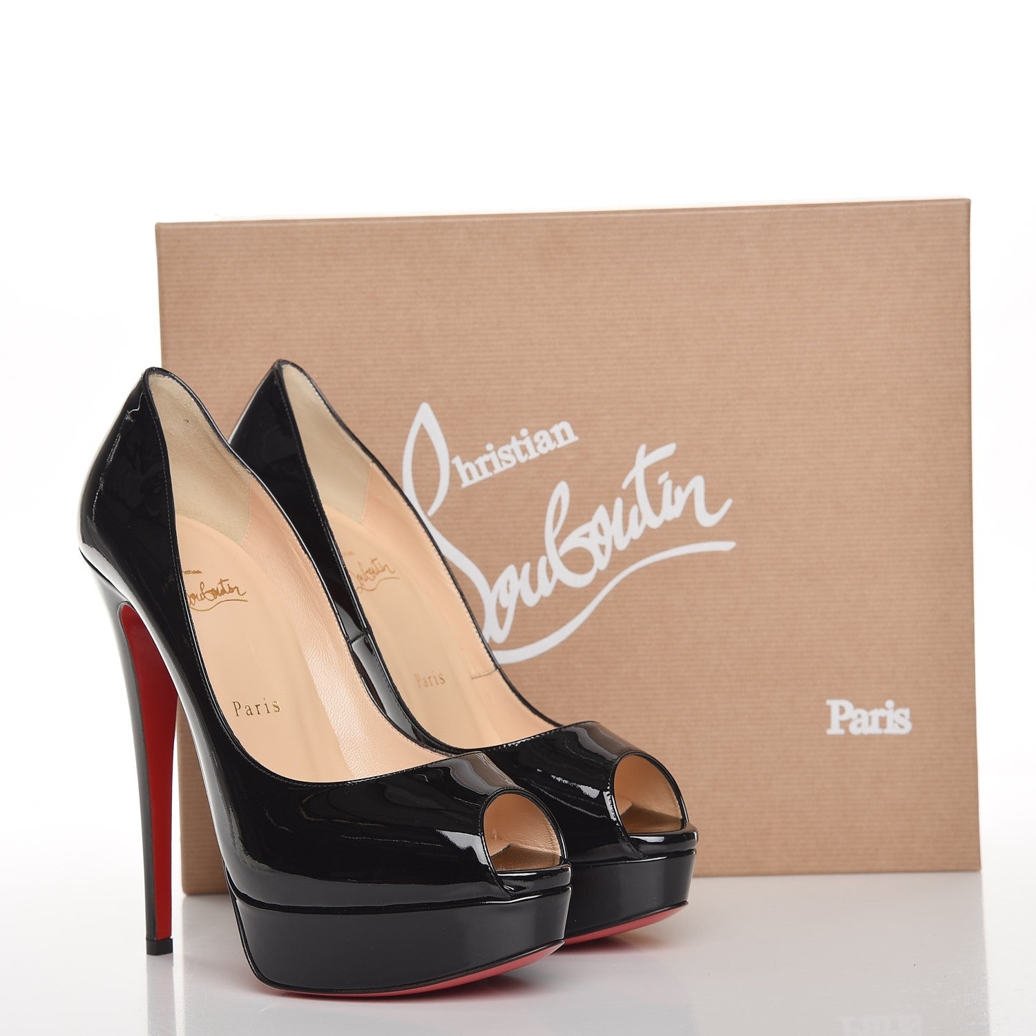 Christian Louboutin Patent Lady Peep 150 Pumps 39.5 Black 8 of 8