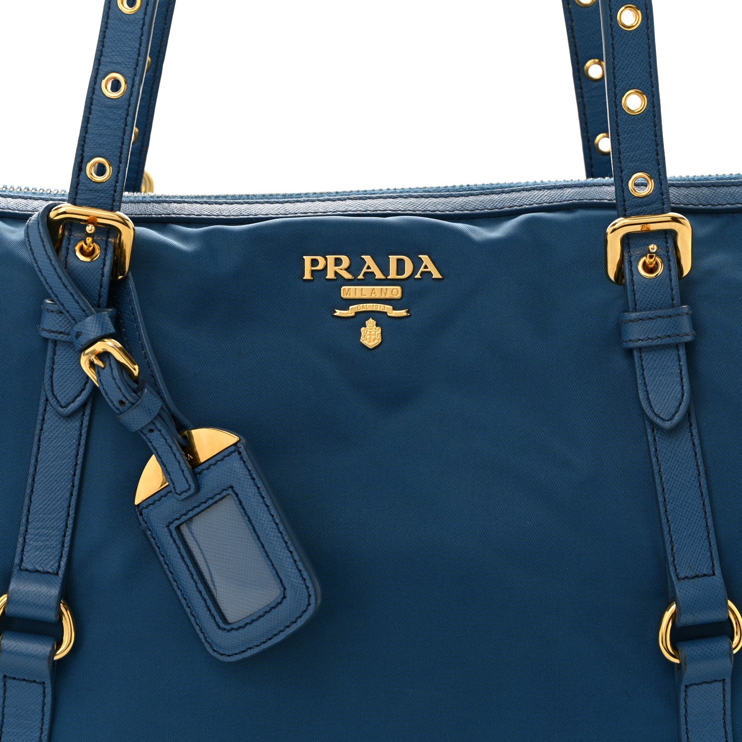 Prada Tessuto Nylon Saffiano Tote Cobalto 9 of 13