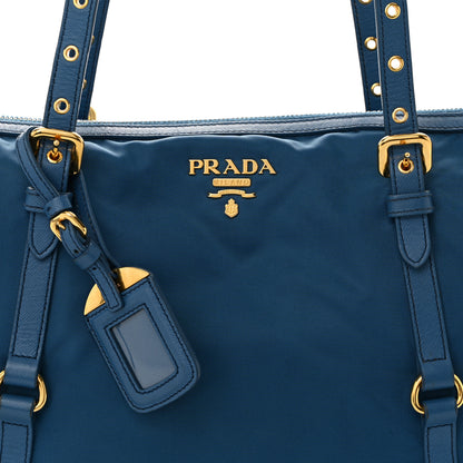 Prada Tessuto Nylon Saffiano Tote Cobalto 9 of 13