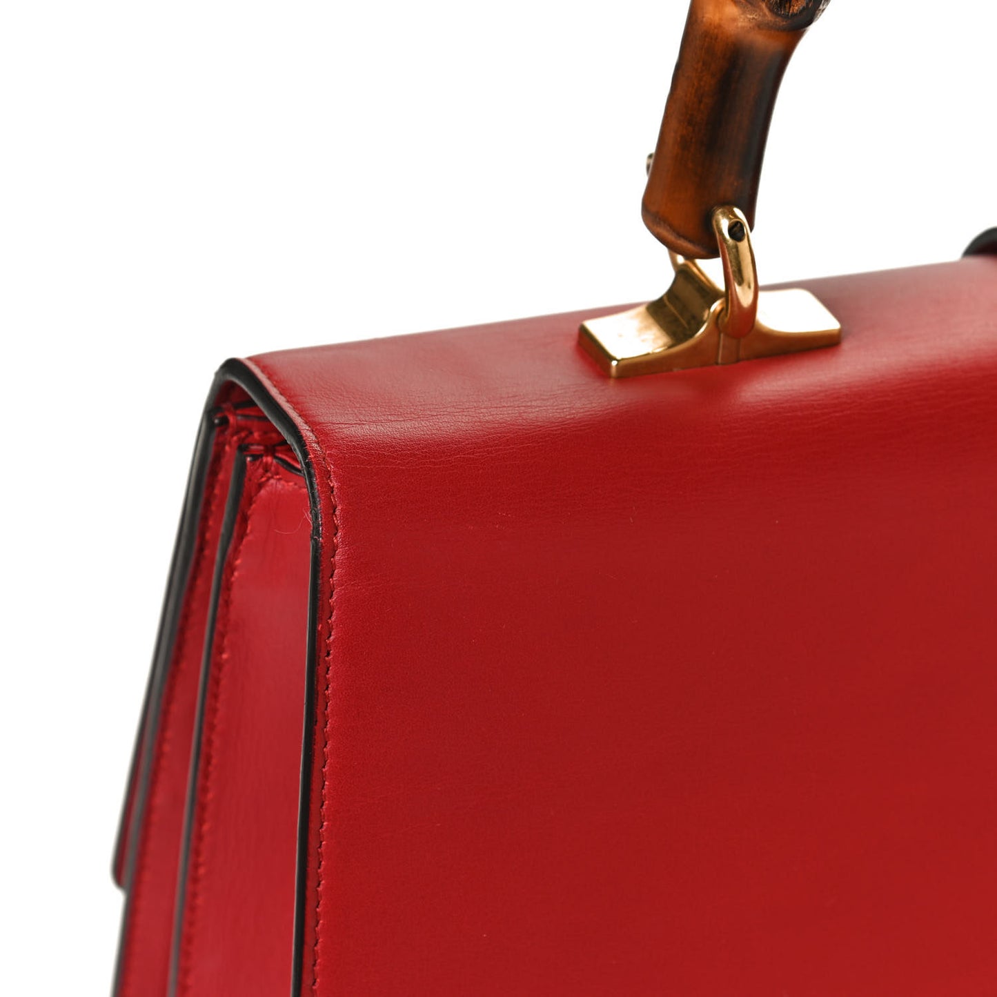 Moon Calfskin Web Large Dionysus Bamboo Top Handle Bag Hibiscus Red