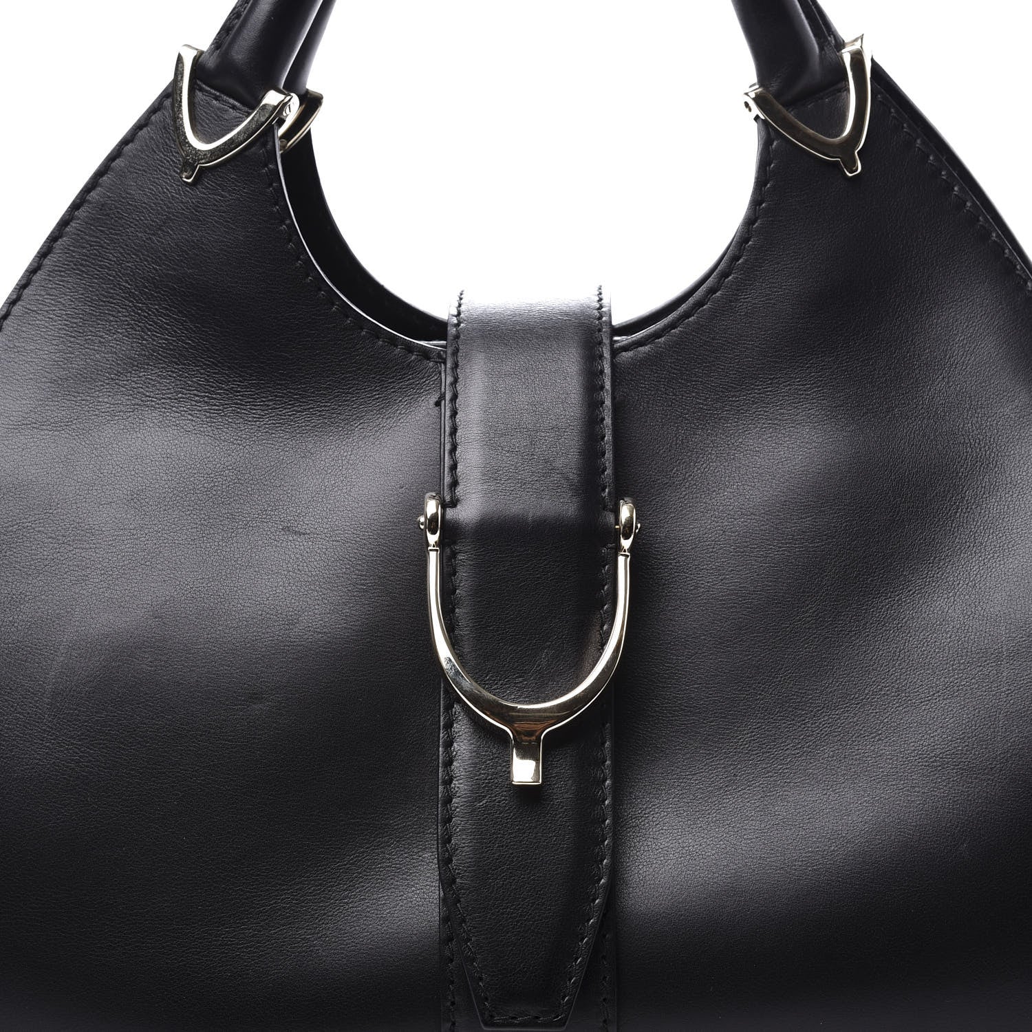 Gucci Calfskin Medium Stirrup Top Handle Bag Black 9 of 9