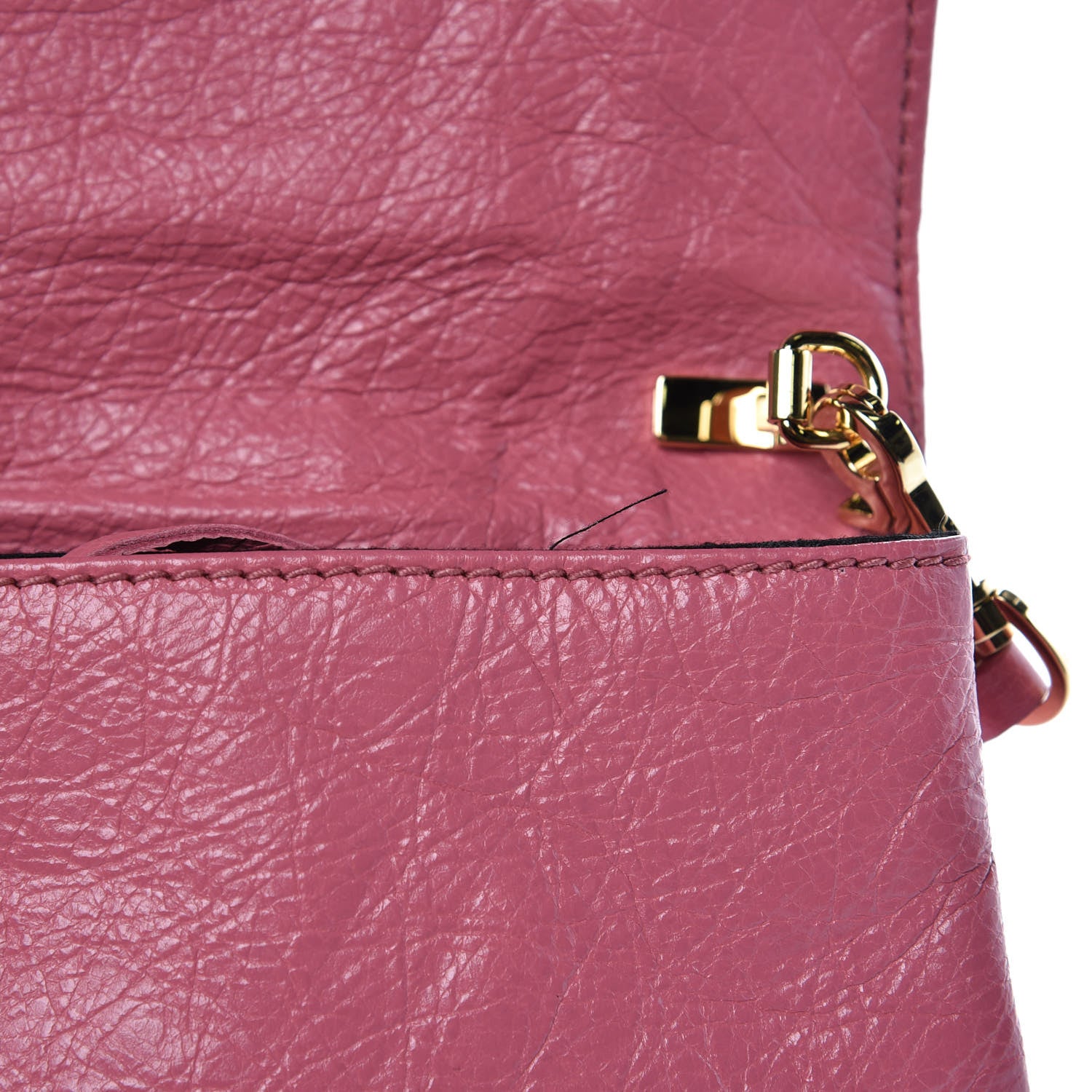 Balenciaga Agneau Giant 12 Gold Hardware Envelope Strap Clutch Rose Hortensia 8 of 8