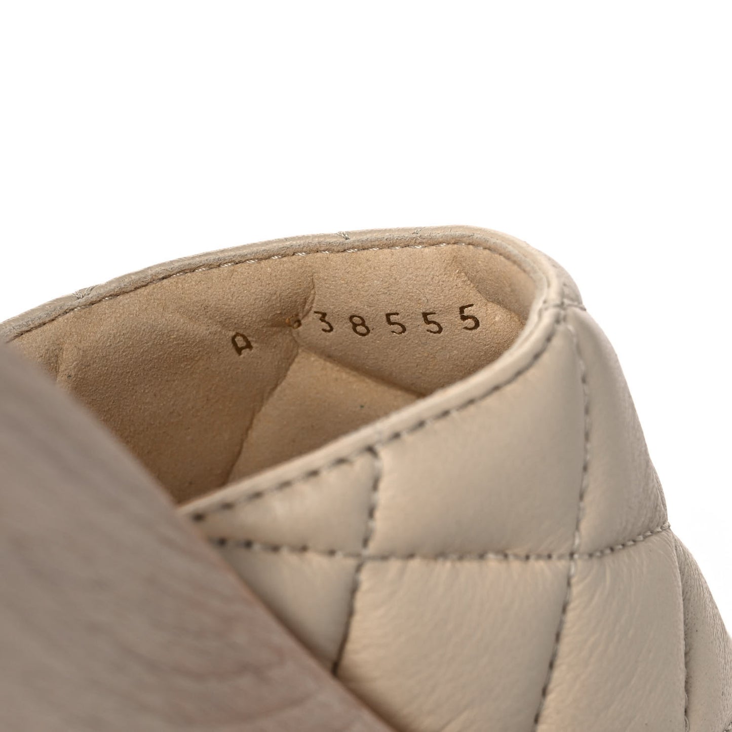 Lambskin Quilted CC Slip On Platform Sandals 36 Beige