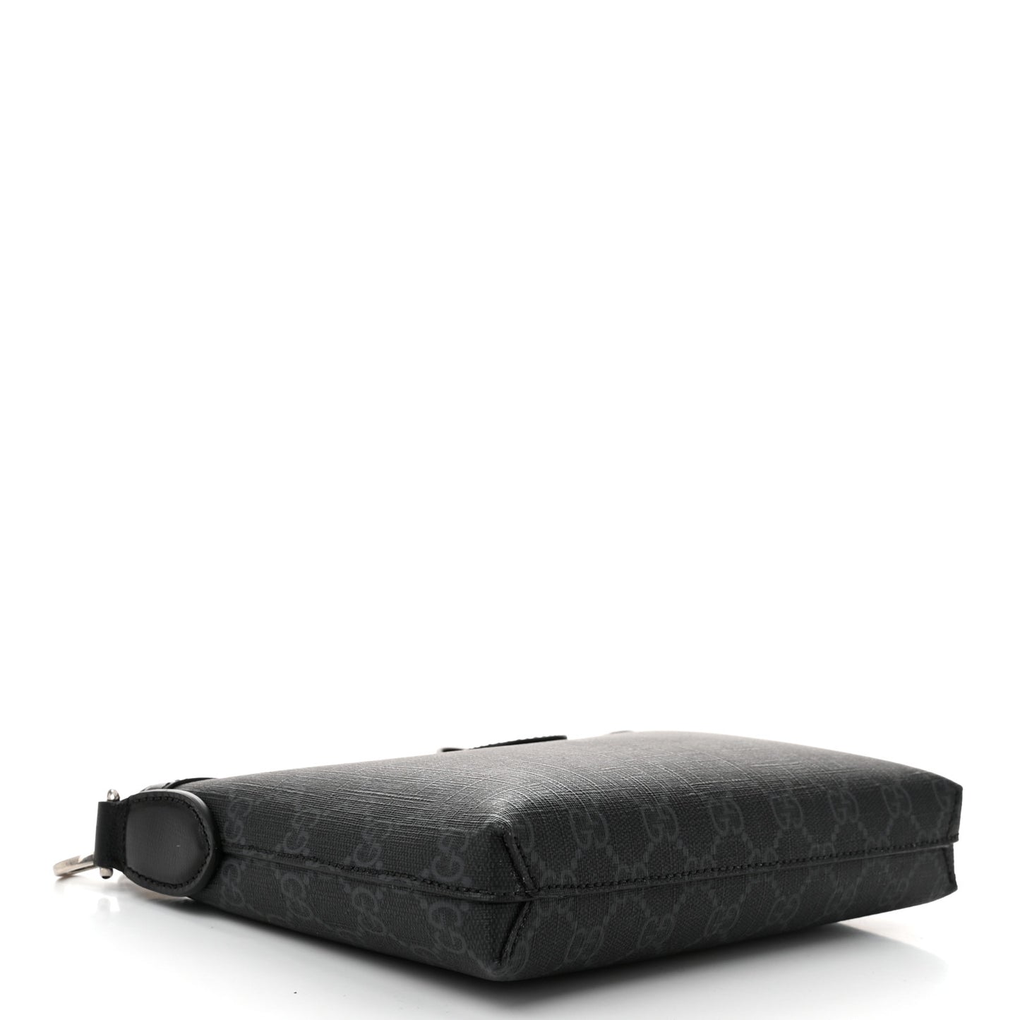 GG Supreme Monogram Azalea Calfskin Retro Interlocking G Wristlet Messenger Bag Black