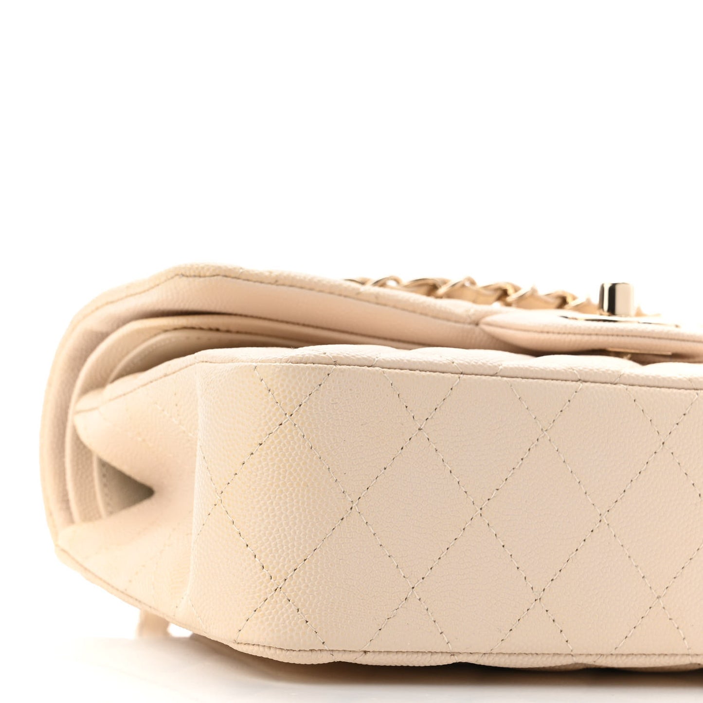 Caviar Quilted Small Double Flap Beige