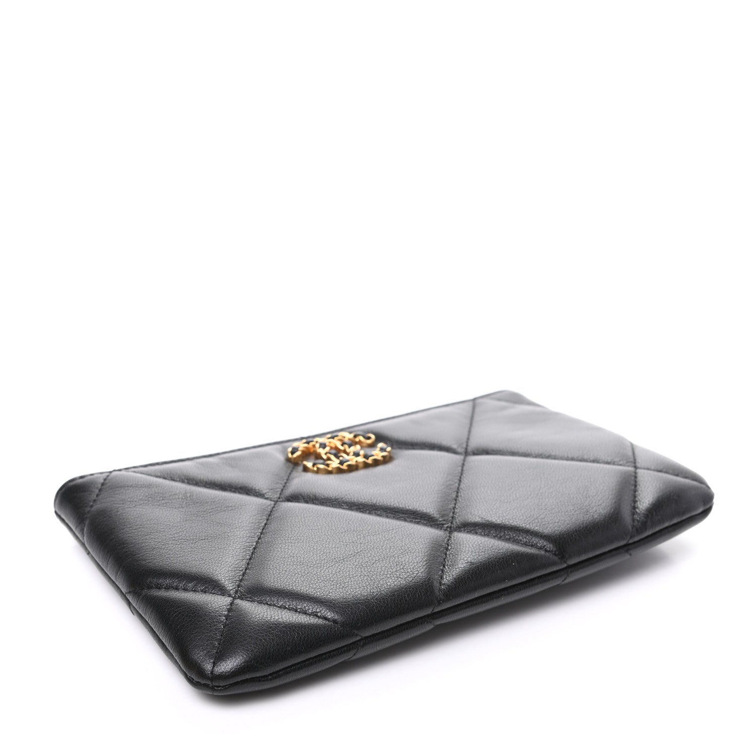 Chanel Shiny Goatskin Quilted Small Chanel 19 Pouch Black 4 of 8