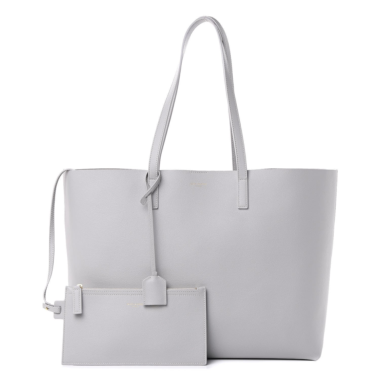 Saint Laurent Calfskin Large Shopping Tote Light Gray 1 of 11