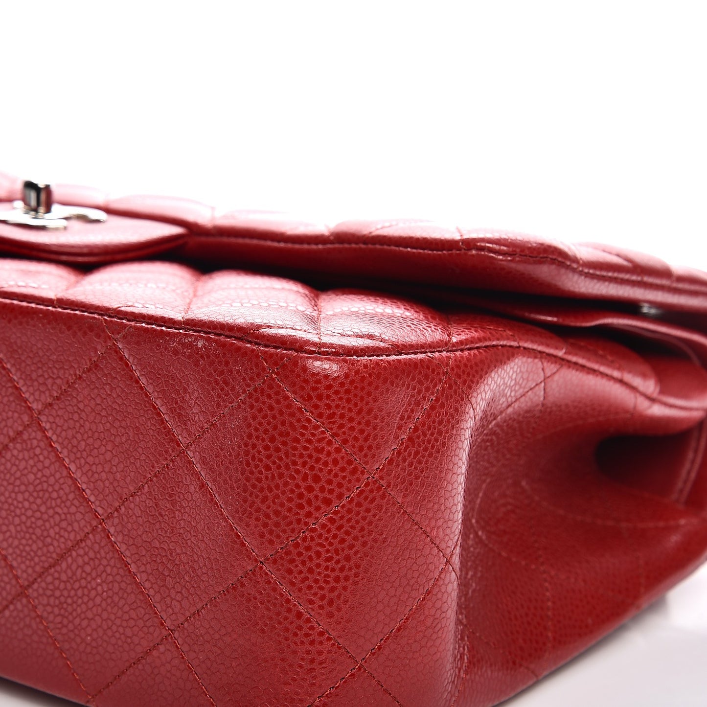 Caviar Quilted Jumbo Double Flap Red