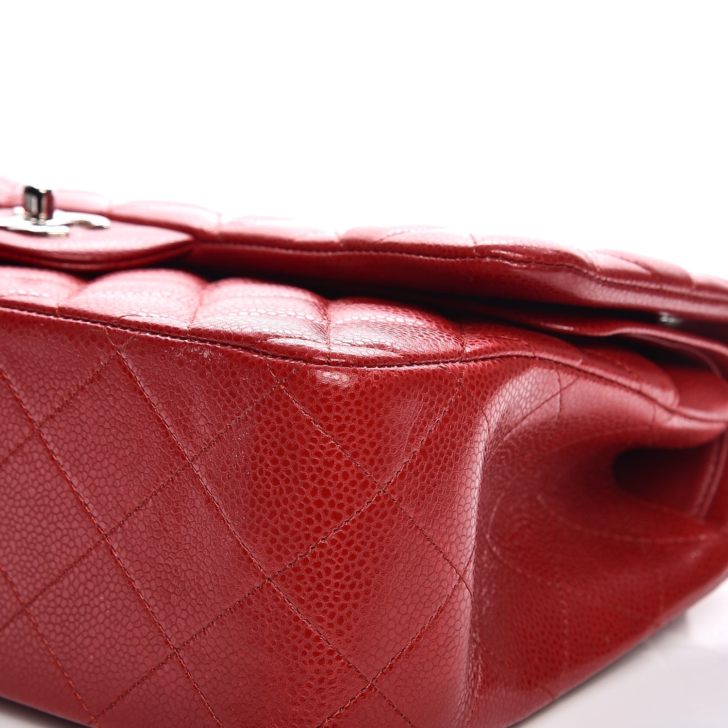 Chanel Caviar Quilted Jumbo Double Flap Red 9 of 11