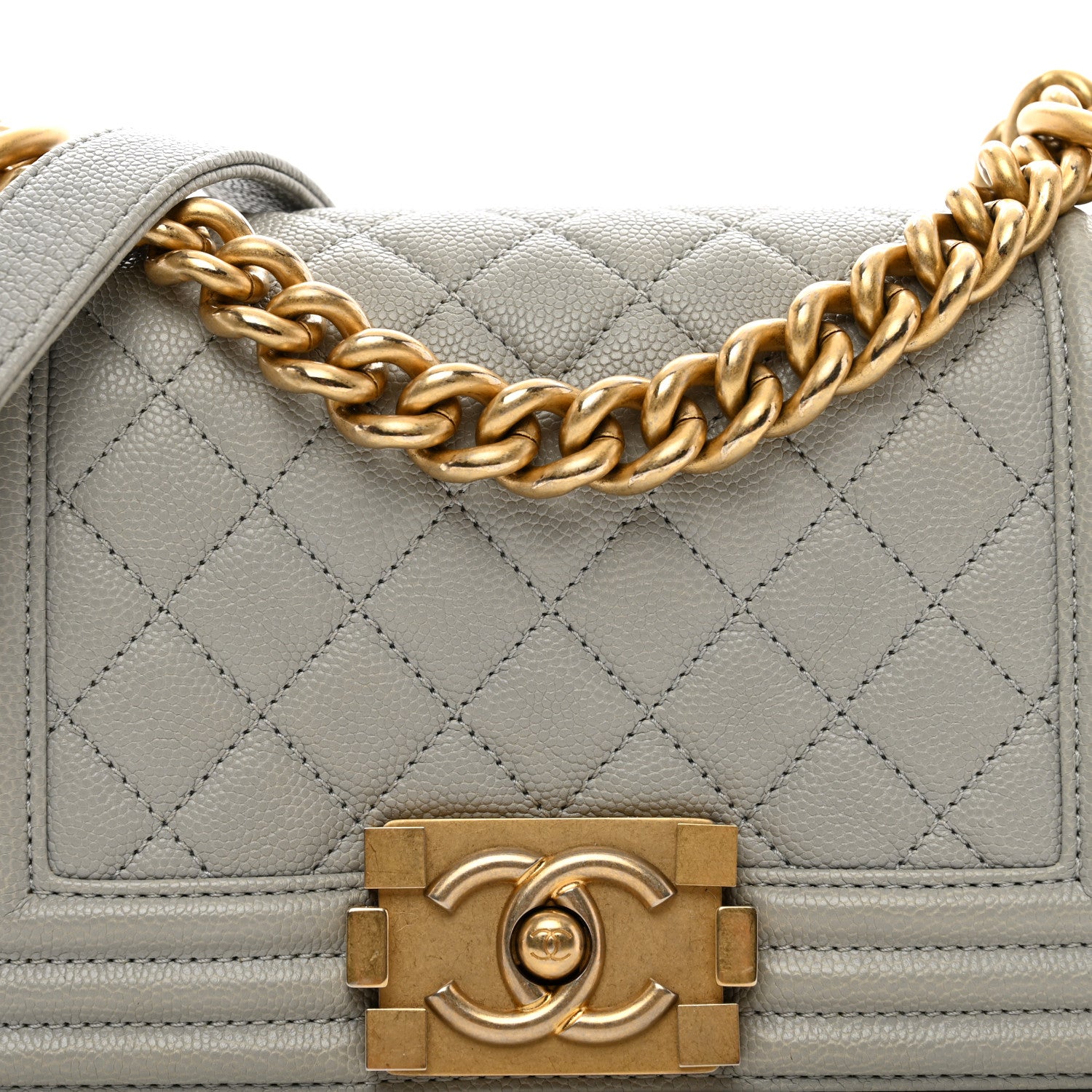 Chanel Caviar Quilted Small Boy Flap Light Grey 5 of 10