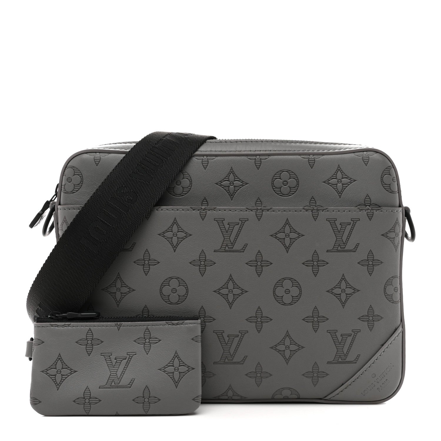 Louis Vuitton Calfskin Monogram Shadow Trio Messenger Anthracite Gray 3 of 15