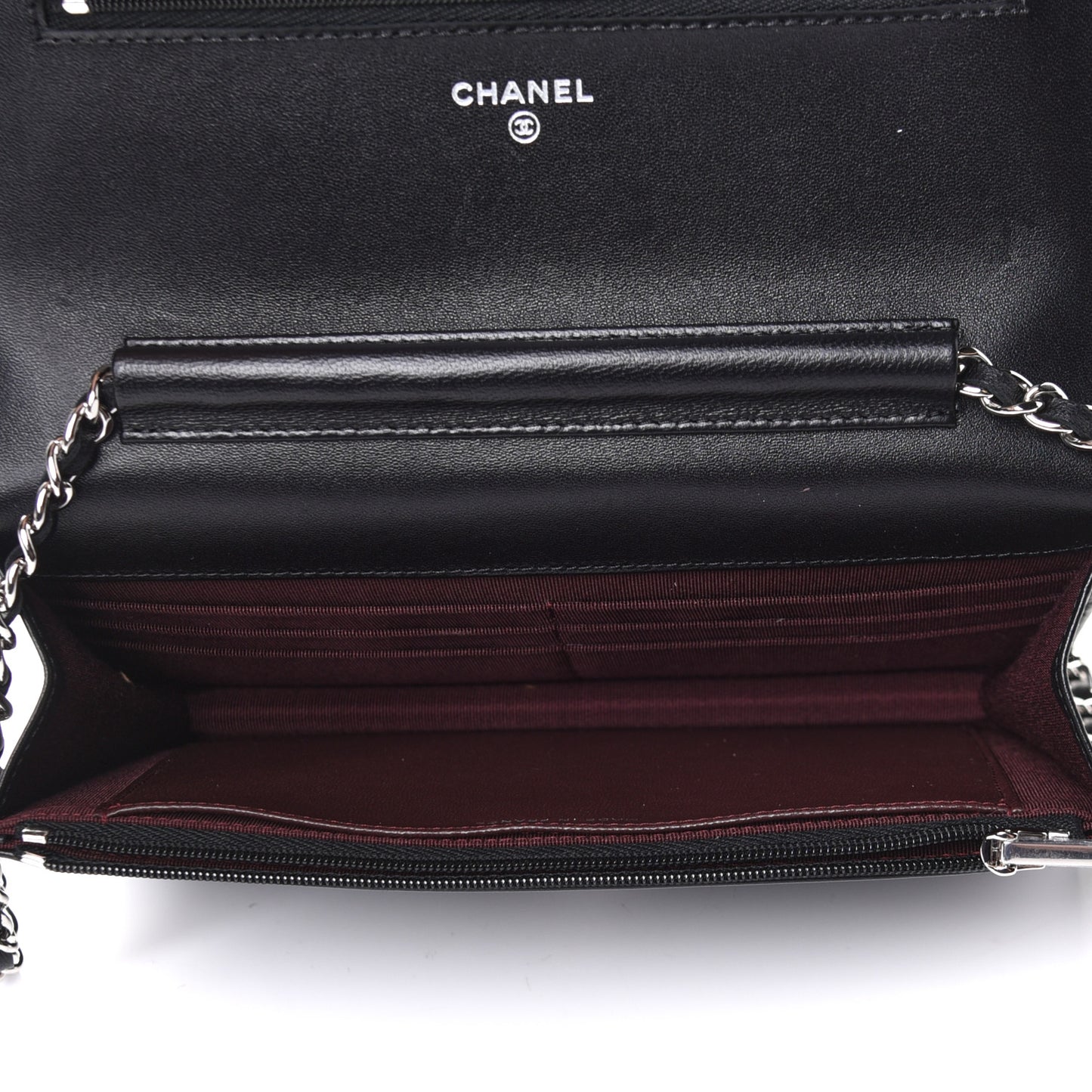 Lambskin Quilted Wallet On Chain WOC Black