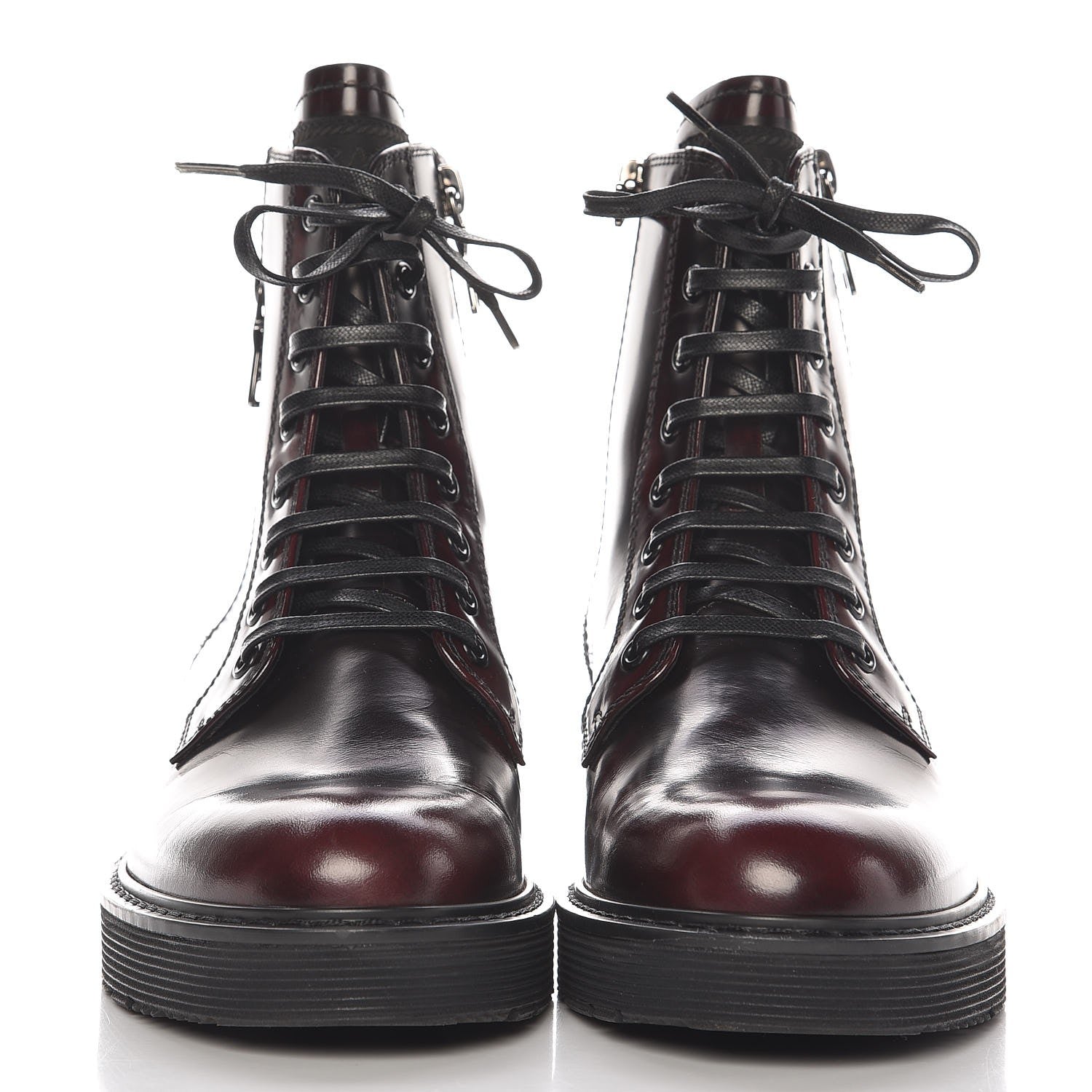 Prada Spazzolato Combat Boots 36 Granato Fume 2 of 10