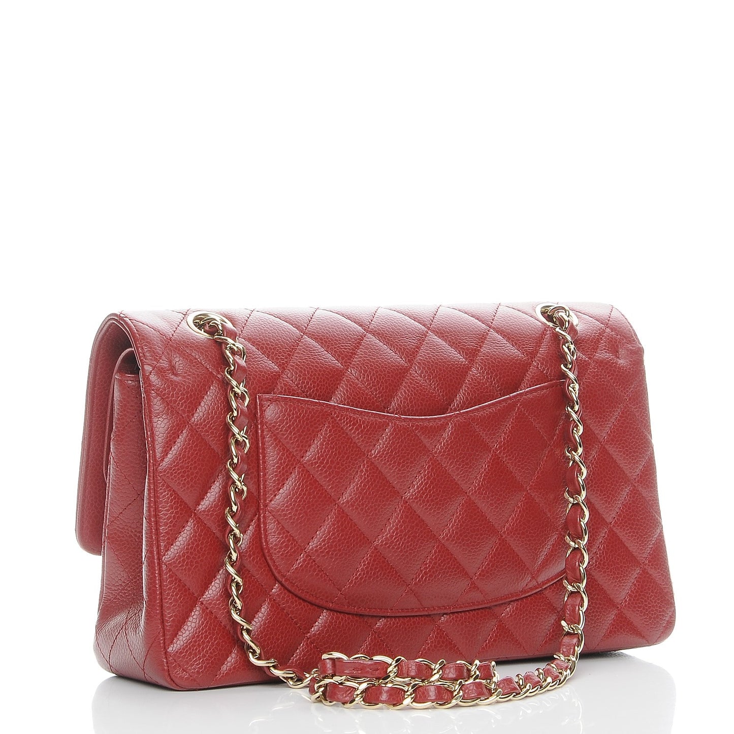 Caviar Quilted Medium Double Flap Dark Red