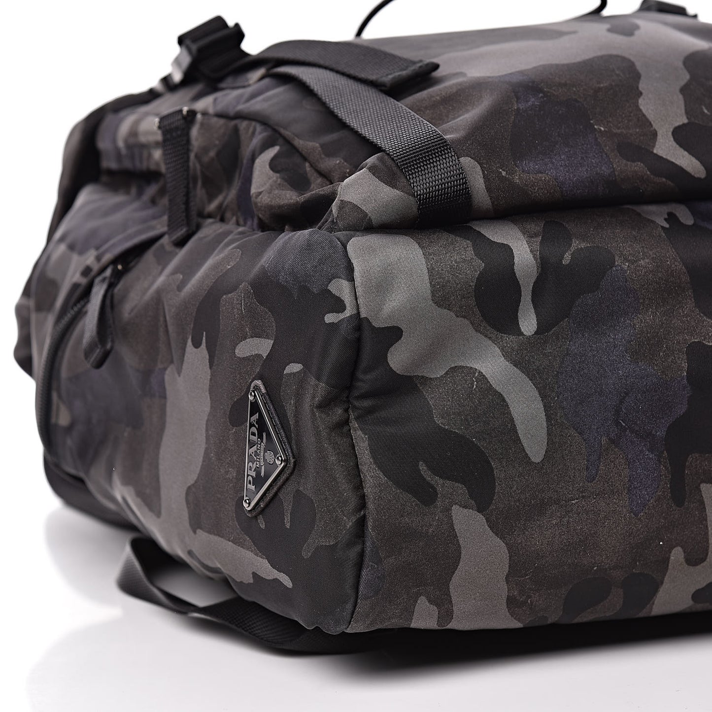 Tessuto Nylon Camouflage Print Double Buckle Backpack Fumo