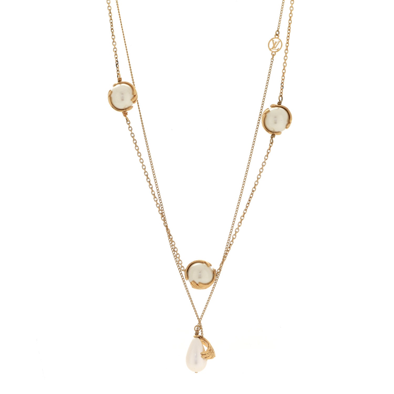 Louis Vuitton Sautoir Pearl Angels Necklace Gold 1 of 6