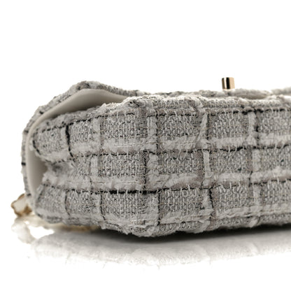 Chanel Tweed Quilted Mini Rectangular Flap White Grey 9 of 13