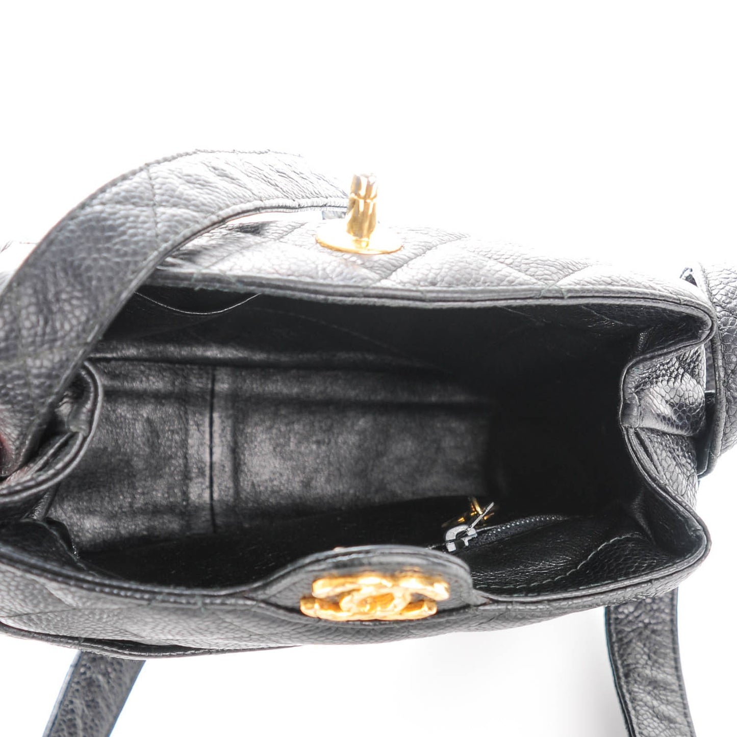 Caviar Quilted Shoulder Bag Black
