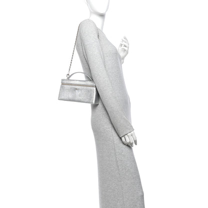 Chanel Lizard Embossed Top Handle Slim Vanity With Chain Silver 2 of 14