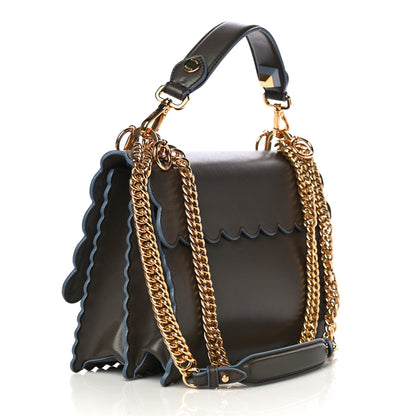 Fendi Vitello Liberty Scalloped Studded Kan I Shoulder Bag Carbone 2 of 10