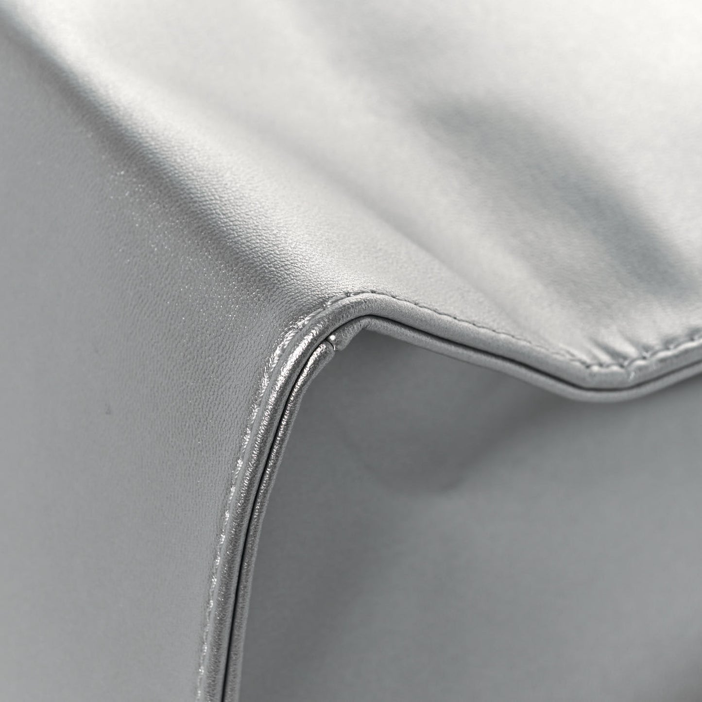 Metallic Vegan Leather Medium Shopping Bag Silver