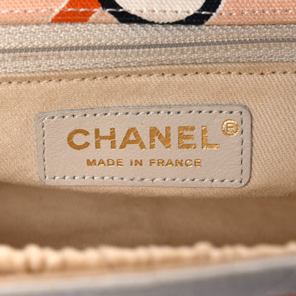 Chanel Canvas Small Printed Eiffel Tower Flap Bag Beige Multicolor 6 of 10