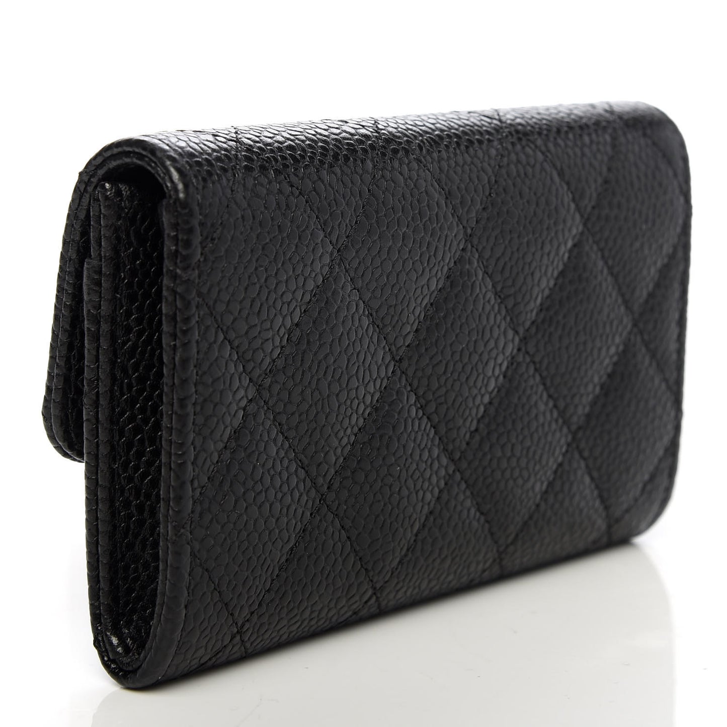 Caviar Quilted Flap Card Holder Black