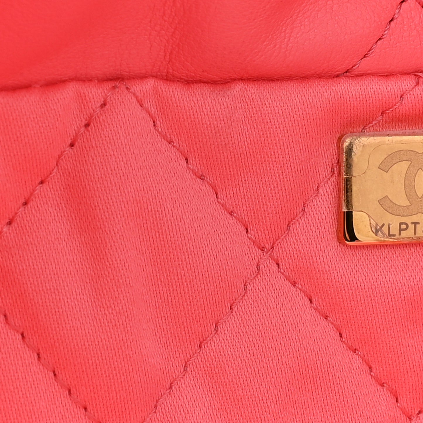 Shiny Calfskin Quilted Chanel 22 Drawstring Bag Coral Pink