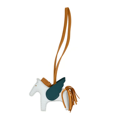 Hermes Milo Lambskin Grigri Rodeo Pegase Horse Bag Charm PM Bleu Brume Sesame Vert Bosphore 1 of 5