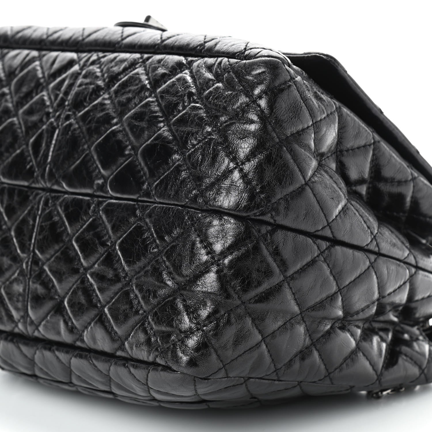 Chanel Metallic Aged Calfskin Quilted Reissue 2.55 Accordion Flap Black 9 of 9