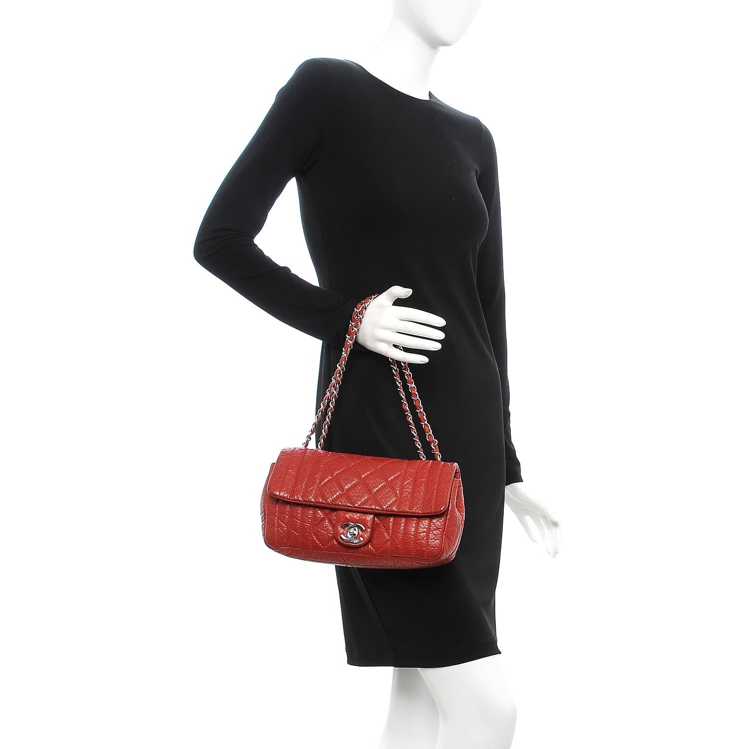 Chanel Aged Calfskin Perforated East West Flap Red 2 of 13