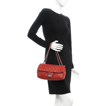 Chanel Aged Calfskin Perforated East West Flap Red 2 of 13