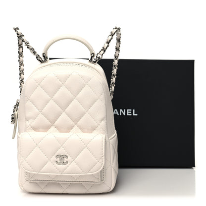 Chanel Caviar Quilted CC Mini Classic Backpack White 11 of 11
