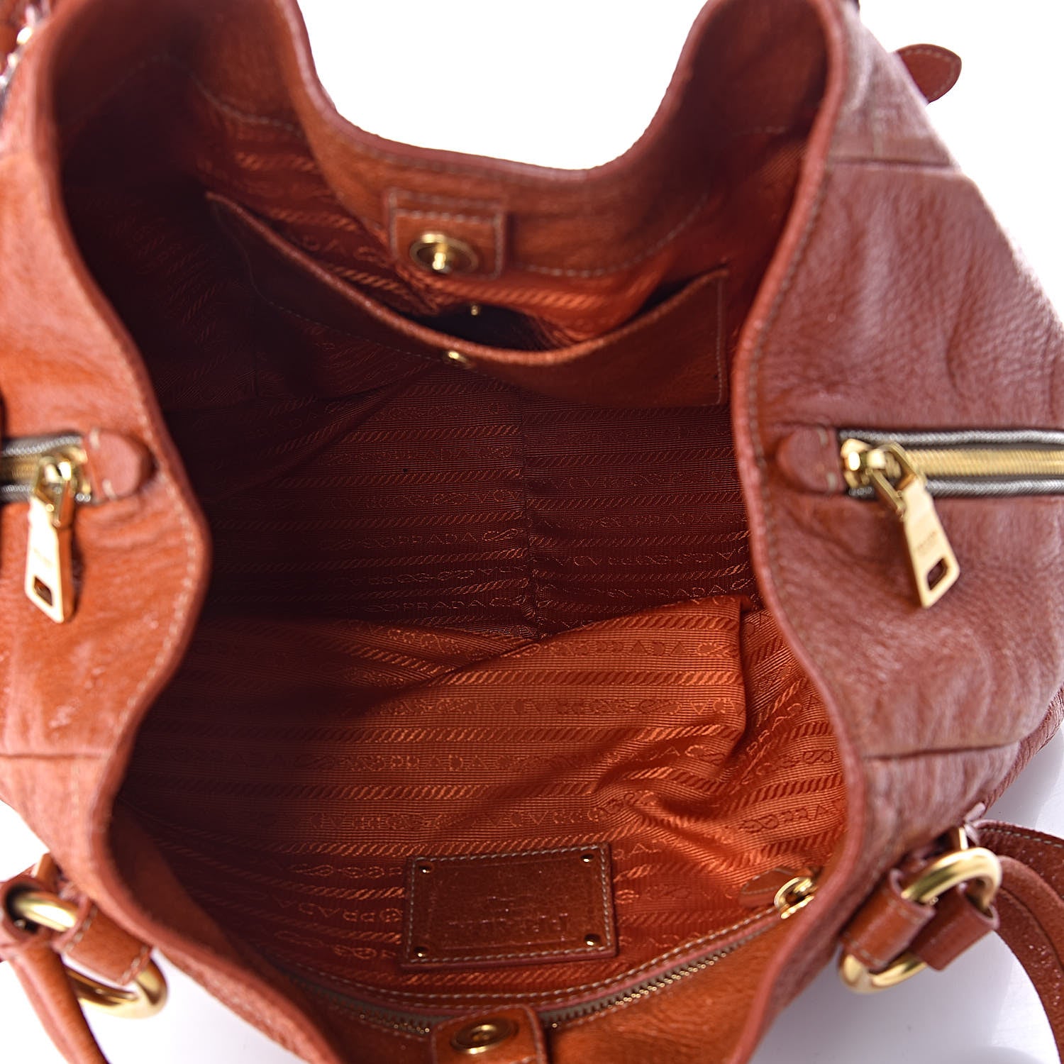 Prada Vitello Daino Zip Hobo Orange 5 of 10