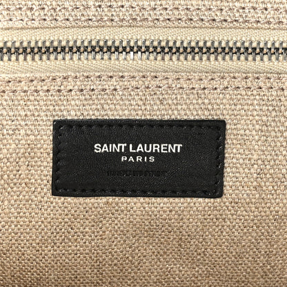 Saint Laurent Linen Calfskin Rive Gauche Tote Optic White 6 of 9