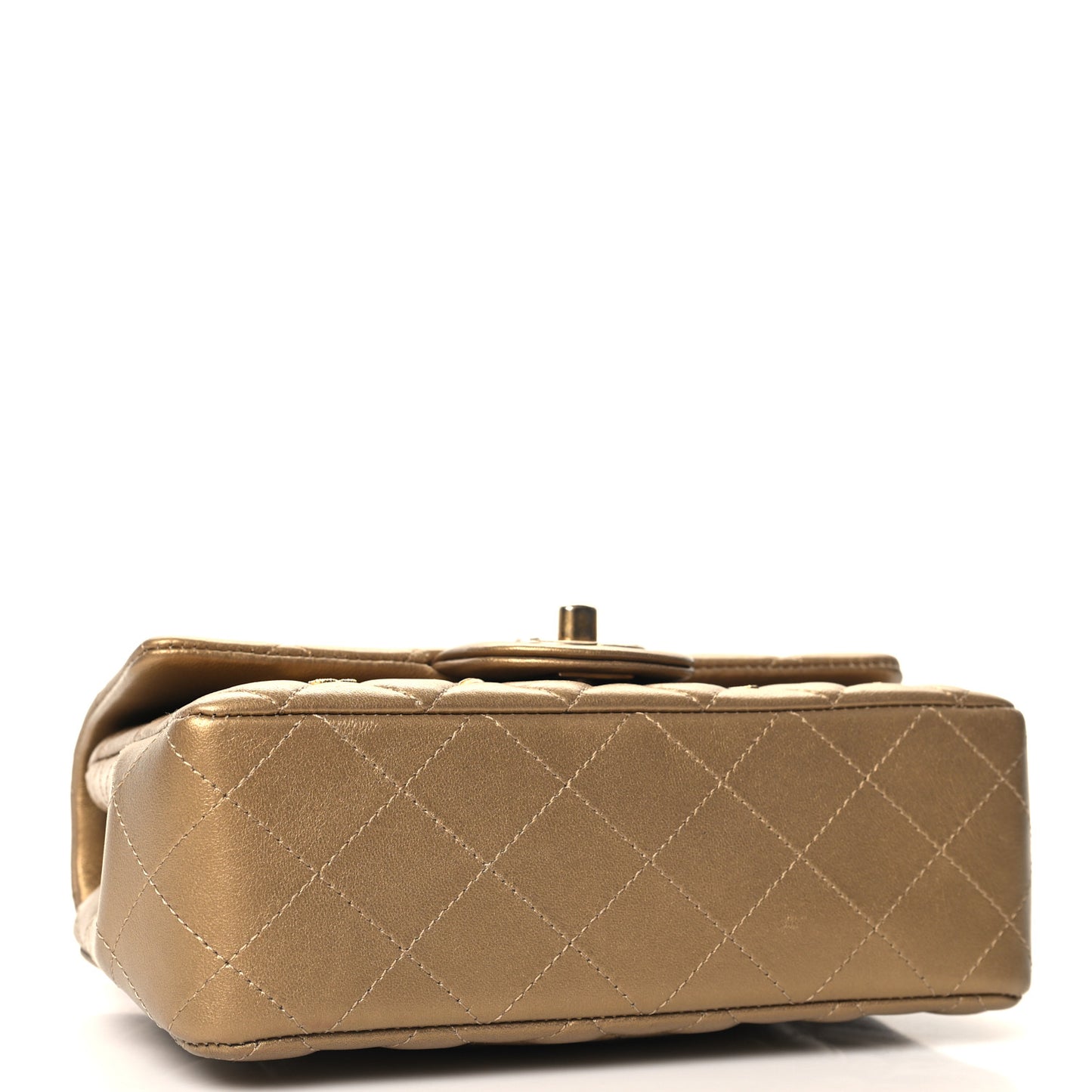 Metallic Lambskin Quilted Egyptian Amulet Mini Rectangular Flap  Gold