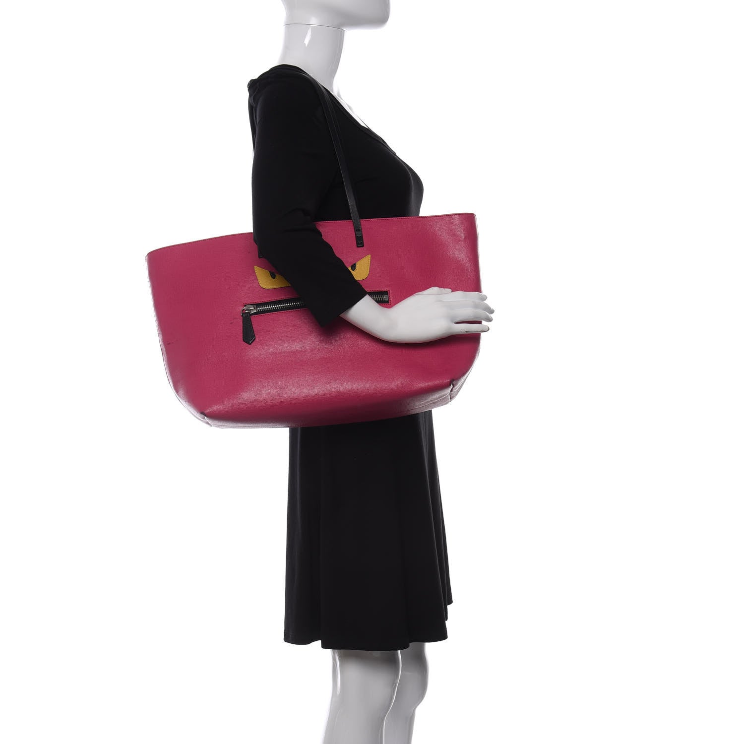 Fendi Vitello Elite Cuoio Monster Buggies Medium Roll Tote Ciclamino Black Multicolor Verde Prato 2 of 14