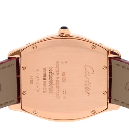 Cartier 18K Pink Gold Alligator 31mm Tortue Manual Winding Watch Burgundy 4 of 5