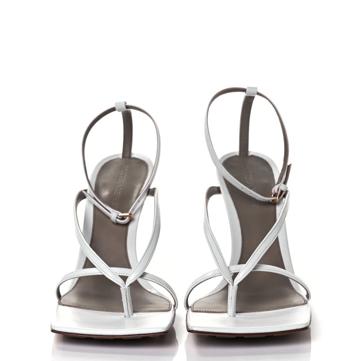 Lambskin Stretch Multi Strap 90mm Sandals 39 Optic White