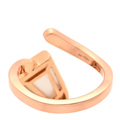 Bulgari 18K Rose Gold Diamond Mother of Pearl Gelati Ring 48 4.5 3 of 5