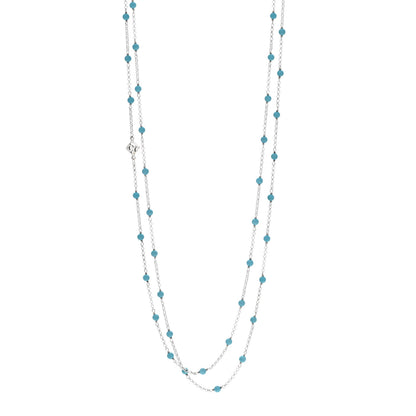 David Yurman Sterling SIlver Turquoise Long Bead Station Necklace 1 of 4
